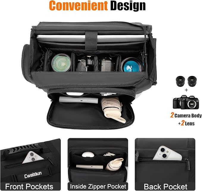 Cwatcun Camera Sling Bag, Waterproof Multifunction Photography Tactica Camera