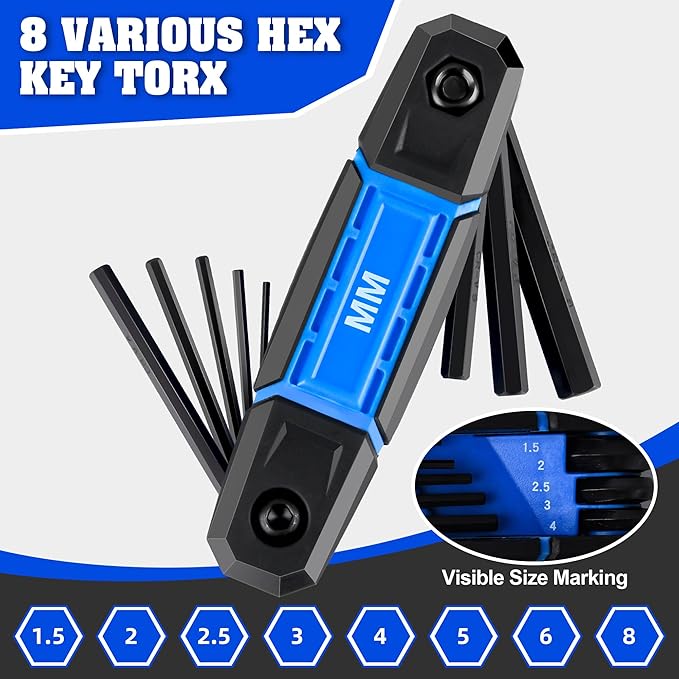 TOOLEAGUE 17Pcs Folding Allen Wrench Set Metric & SAE Hex Keys Allen Key Set Tool for Basic Home Repair and General Applications