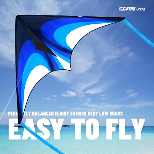 Delta Kite Set - Easy Launch for Kids & Adults | Perfect for Beach & Park Activities - Speed Triangle, Blue