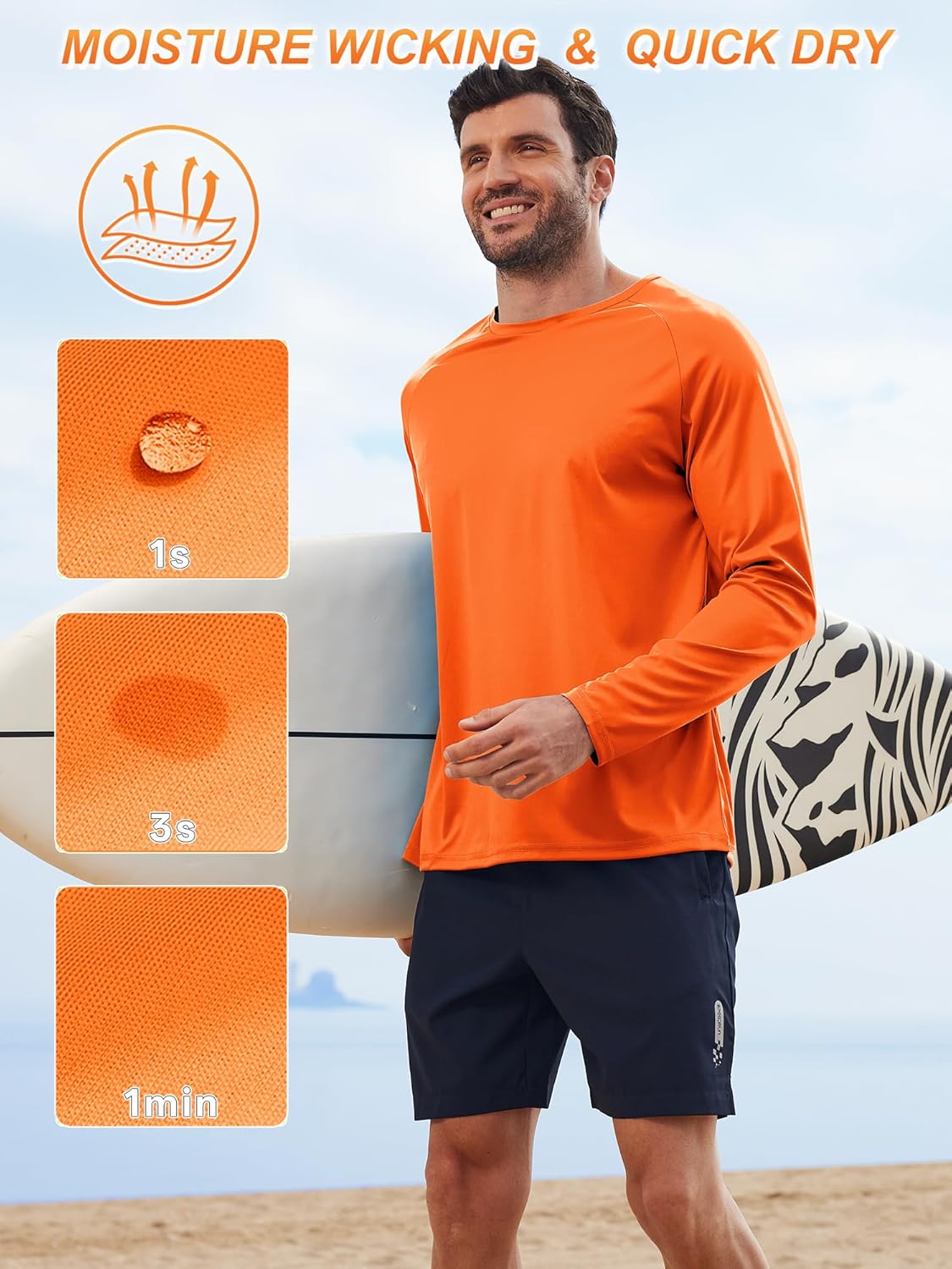 ZITY Long Sleeve Shirts for Men - UPF 50+ Sun Protection Crew Neck T-Shirts | 3-Pack for Outdoor Activities