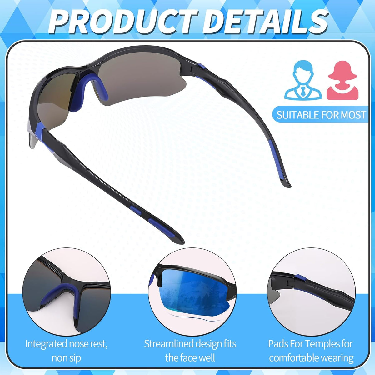 Skiennix Polarized Sports Sunglasses - UV Protection & Lightweight Wraparound Design | 4 Pack for Men & Women