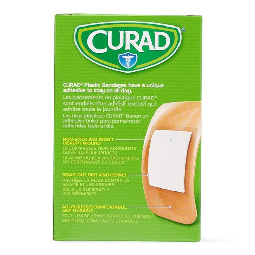 CURAD Plastic Adhesive Bandage - 2" x 4" Size | Latex-Free for Sensitive Skin