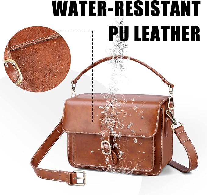 Cwatcun Camera Shoulder Bag Compact Camera Case Waterproof Retro Compatible