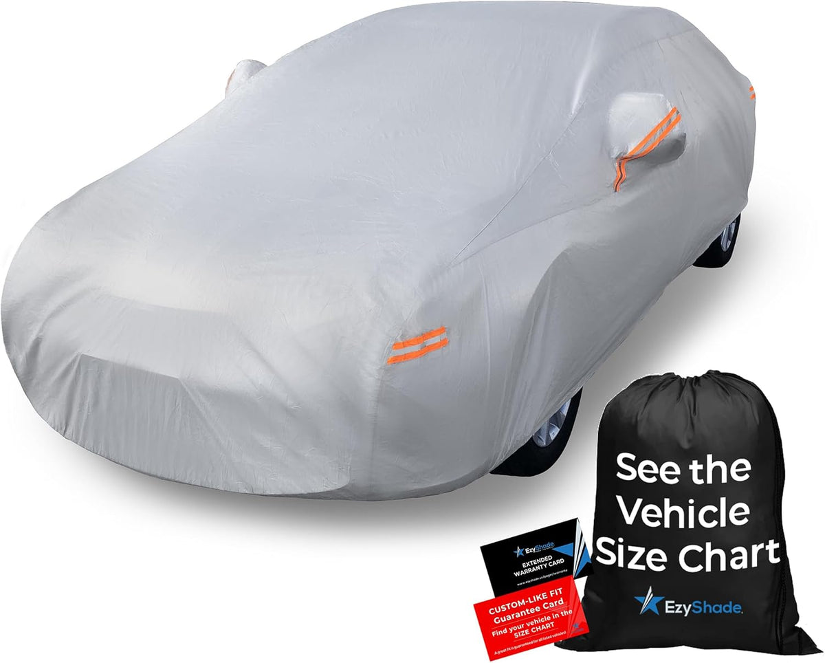 EzyShade Multi-Layer Car Cover Waterproof All Weather - See Vehicle Size-Chart - Outdoor Full Exterior Covers for Automobiles - Sedan Hatch SUV - Rain Snow Sun UV Protection. Size A3 (See SizeChart)