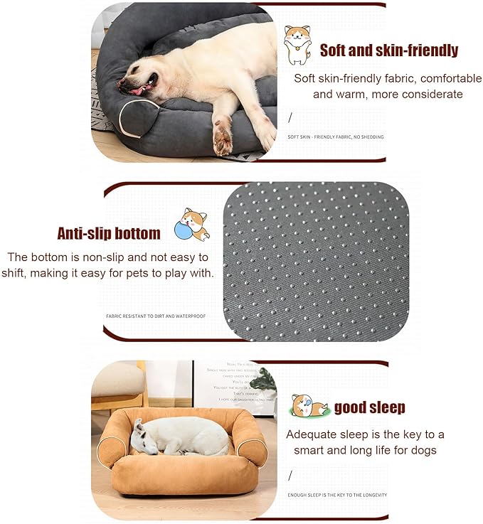 Suede Sofa Dog Bed, Multiple Sizes Orthopedic Memory Foam Mattress, Durable and Calming, Washable Dog Bed with Anti-Slip Bottom S Claret