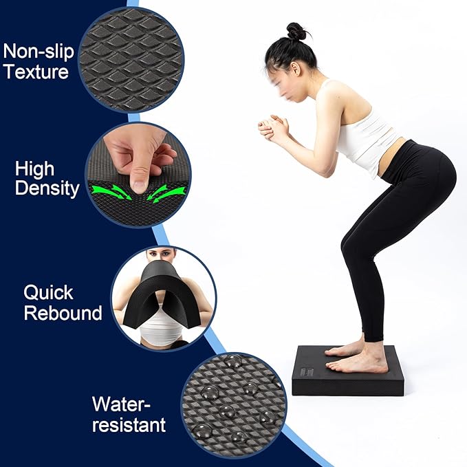 StrongTek Extra Wide Foam Balance Pad for Physical Therapy, 19" X 15.8" X 2.4", High-Density TPE Foam Pad for Exercise, Enhanced Stability, Core Strength, Non-Slip & Water-Resistant, for Fitness, Yoga