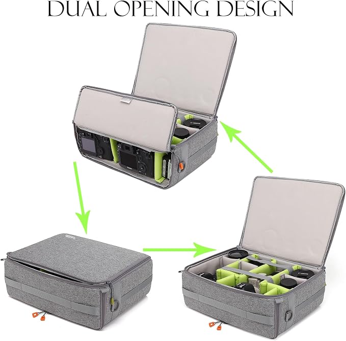 Camera Insert Bag, Shockproof &Pressure-proof Dual Opening Padded Camera Lens