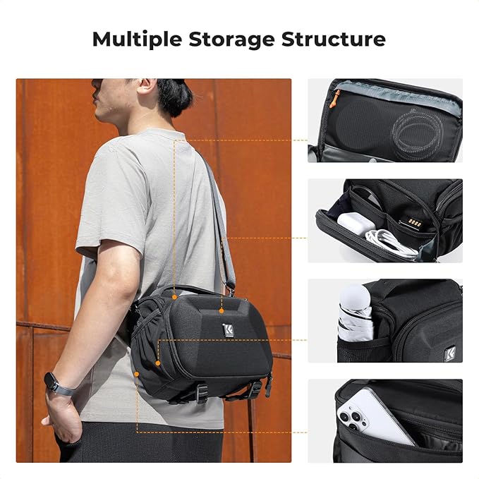 K&F CONCEPT Hardshell Camera Bag, Crossbody Camera Sling Bag