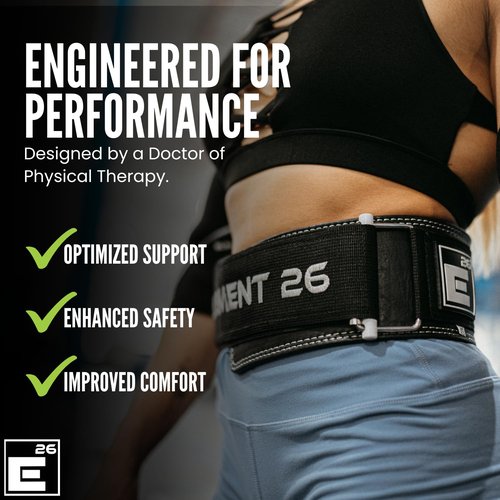 Element 26 Leather Weightlifting Belt for Men & Women - Self locking Adjustable Leather Lifting Belt for Powerlifting, Olympic lifting & Functional Fitness - Weight Belt, Squat Belt (Medium, Black)
