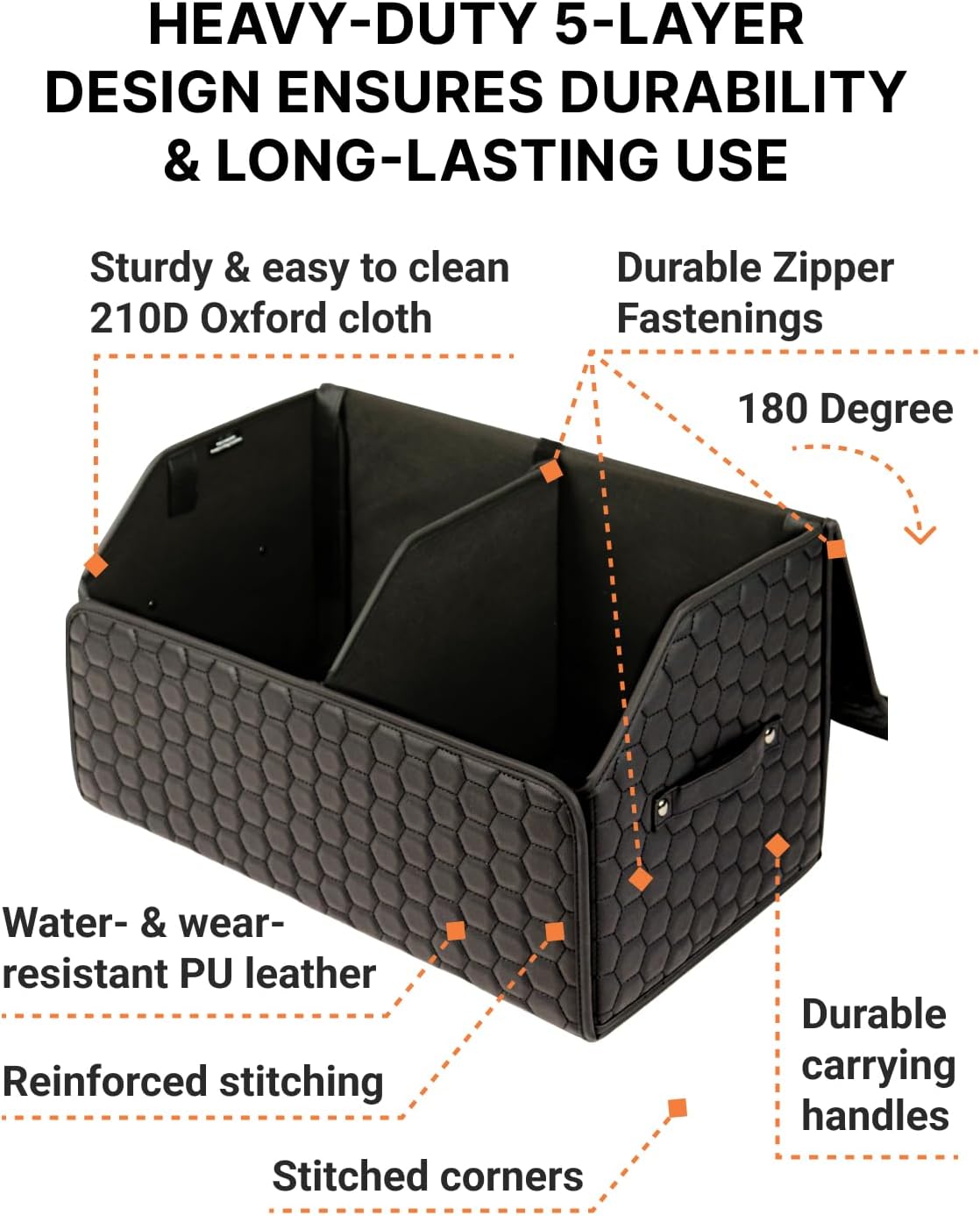 Owleys Car Storage Organizer Bundle - Two Foldable Crates For Groceries, Gear & Trips - Durable SUV And Truck Storage Set - Thoughtful Birthday Gifts For Drivers (Black 17+21)