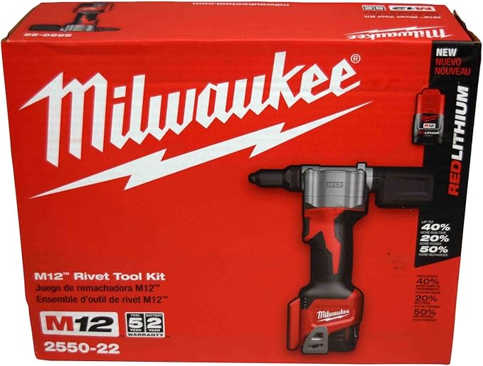 MILWAUKEE ELECTRIC TOOLS CORP 2550-22 M12 Rivet Tool Kit (2550-22)