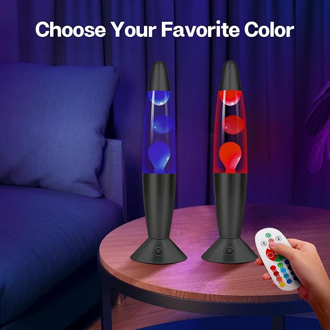 17 Colors LED Liquid Motion Lamps with Remote: 16 Inch Color Changing Lamp Black Night Light for Kids Adults, Relaxing Table lamp Nightlight for Bedroom Office Decor Christmas Thanksgiving Day Gifts