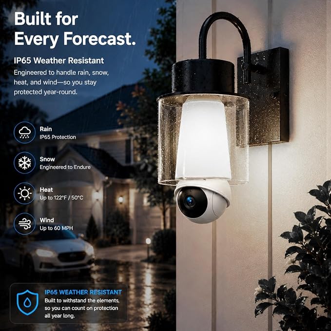 Light Bulb Security Camera, Smart AI Cam 2K HD Outdoor Lightbulb Camera