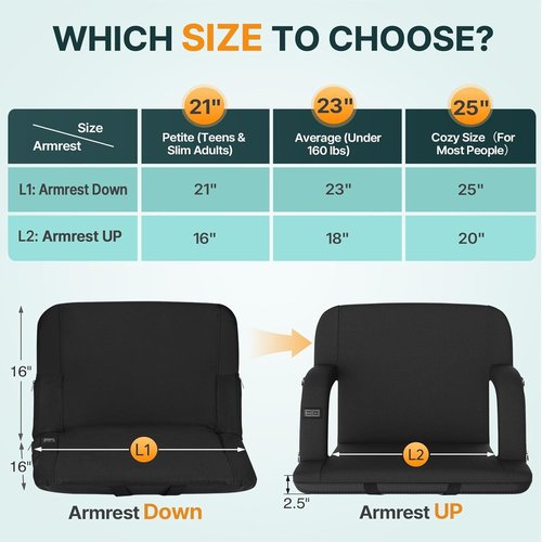 HOPERAN Heated Stadium Seats - Dual-Sided Bleacher Chair with Back Support & 3 Heating Levels | Portable with 5 Pockets