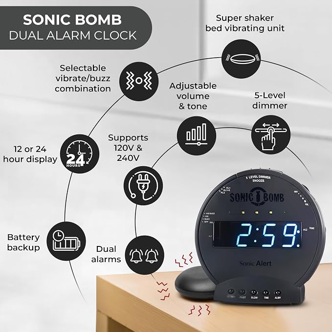 Sonic Alert Sonic Bomb Dual Alarm Clock