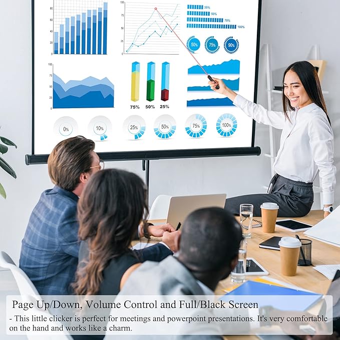 Wireless Presentation Clicker for Google Slides: 100ft Range | Ultra-Bright