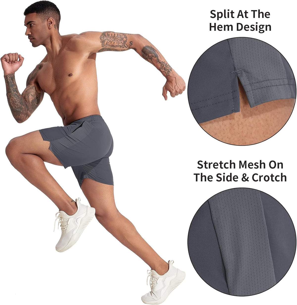 VPOS Men's Athletic Shorts - Lightweight Quick-Dry Workout Shorts | 5/7 Inch Inseam, Ideal for Gym & Running