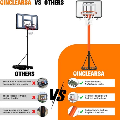 Basketball Hoop - Adjustable 7.1-8.9ft Portable Goal for Kids & Adults | 33-Inch Shatterproof Backboard