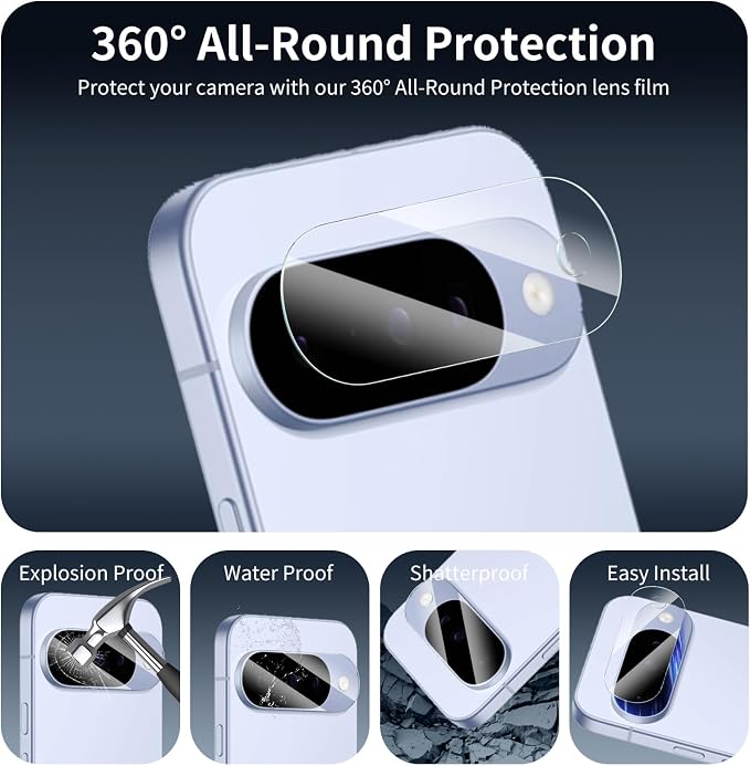 4-Pack Camera Lens Protector for Google Pixel 10, Tempered Glass Camera Cover
