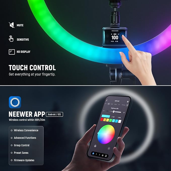 NEEWER SRP18C 18 Inch RGB LED Ring Light Kit