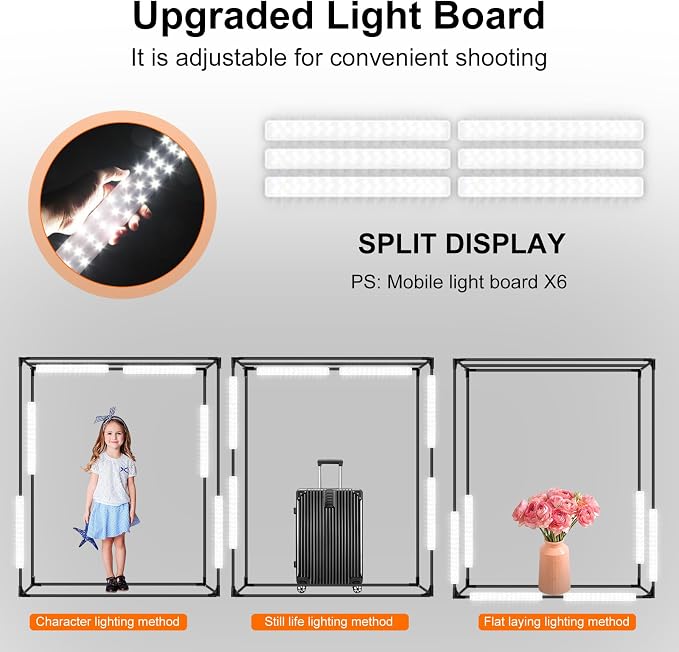 48"x56"x40" Large Photo Studio Light Box Photography, 6 Light LED Panels