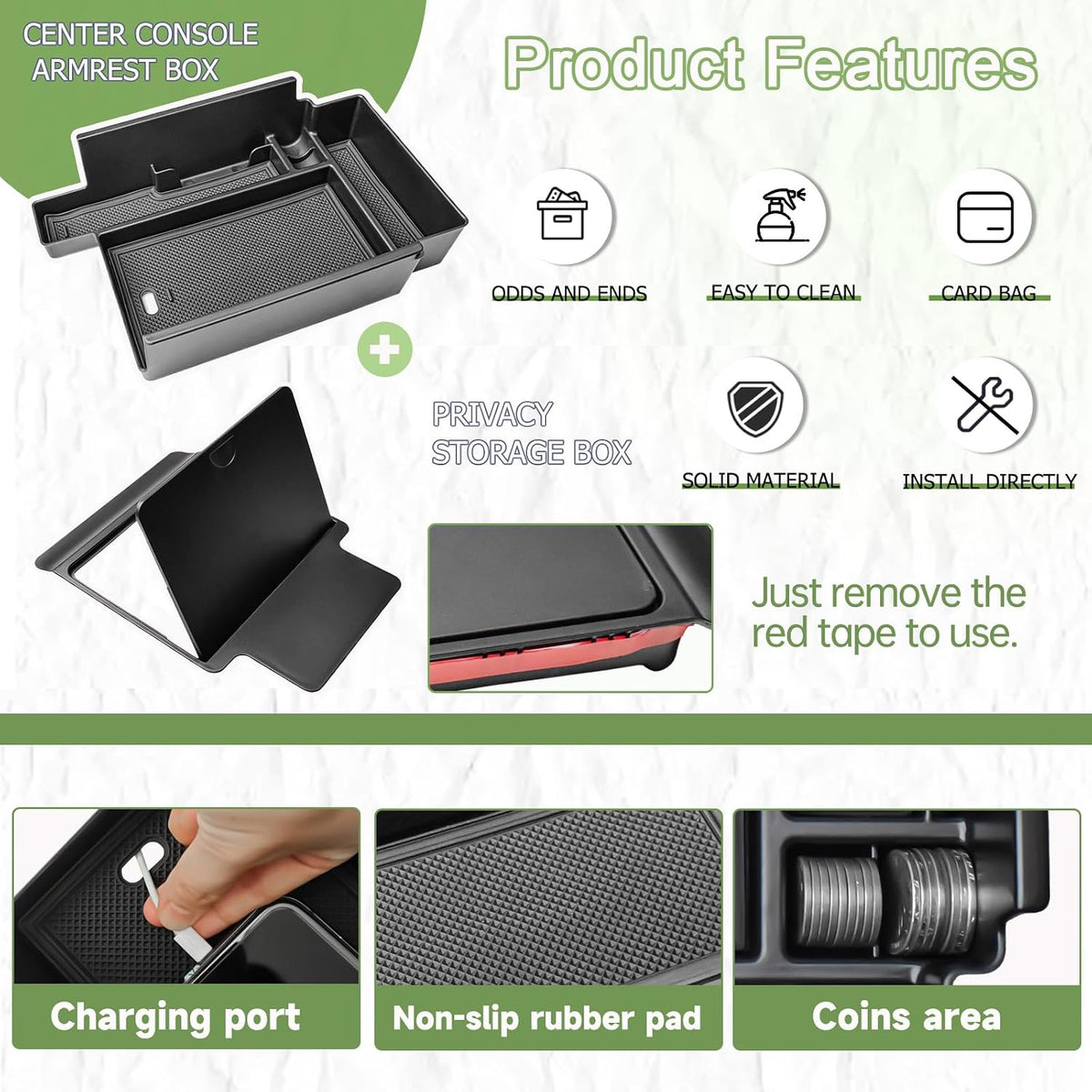 Center Console Hidden Organizer Box Set for Nissan Pathfinder 2022-2026