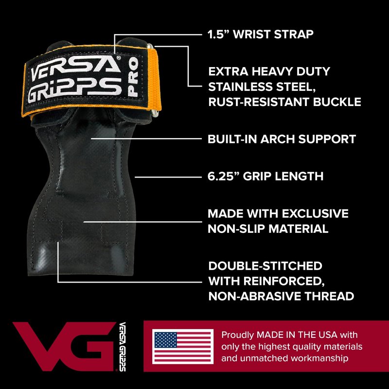 Versa Gripps Pro, Made in USA, Wrist Straps for Weightlifting Alternative, Best Training Accessory, R/L, Silver