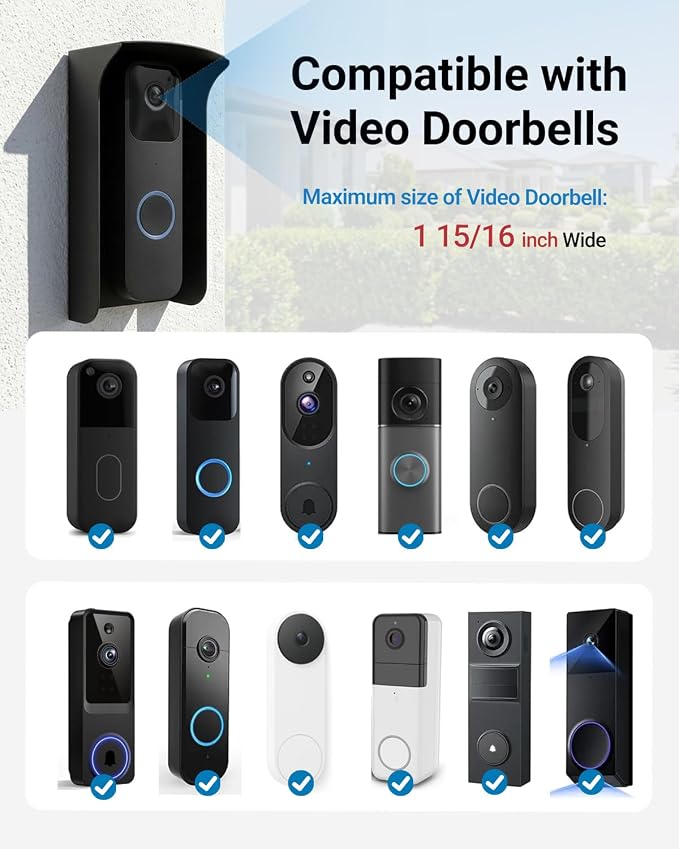 Ring Doorbell Cover Weatherproof, Metal Doorbell Rain Cover Compatible