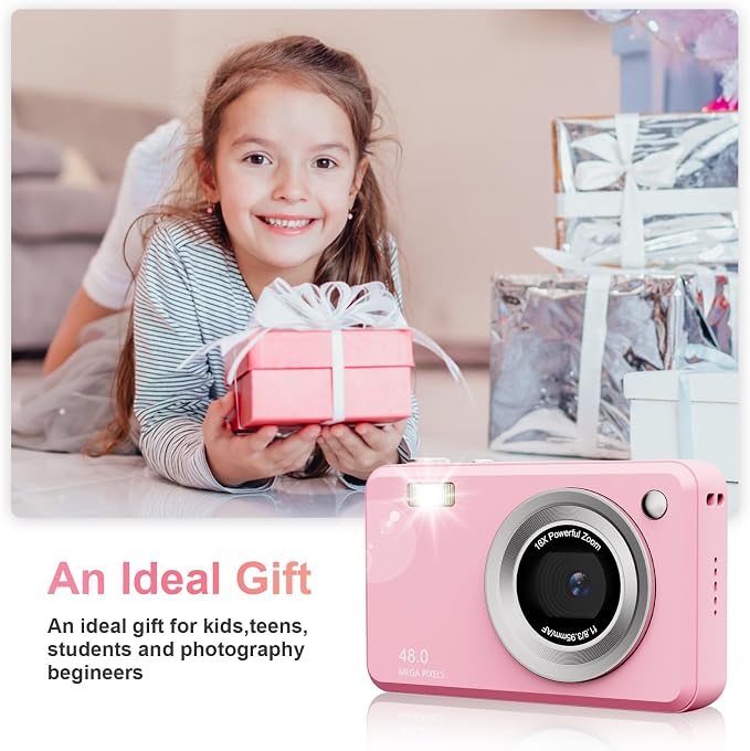 Digital Camera with 32GB Card, 48MP Compact Portable Small Point Shoot Camera