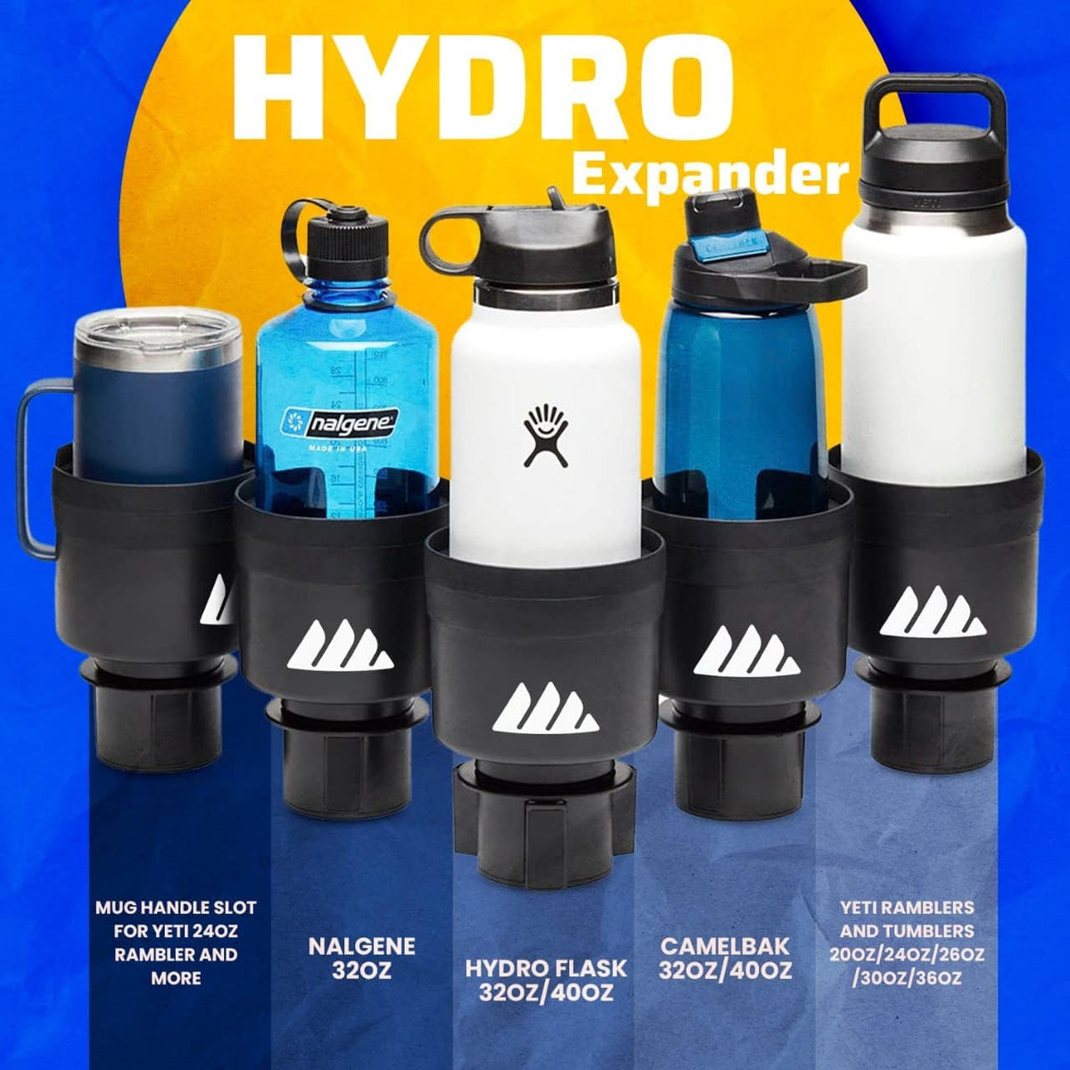 Integral Car Cup Holder Expander for Hydro Flask & Large Water Bottles