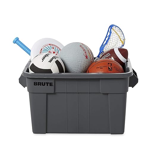 Rubbermaid Commercial Products BRUTE Tote Storage Container with Lid-included, 14-Gallon, White, Reusable Boxes for Moving/Storing in Garage/Basement/Attic/Jobsite/Truck/Camping