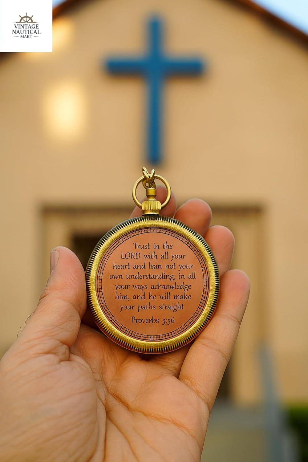 Trust in The Lord Compass - Engraved Proverbs 3:5-6 Quote | Unique Baptism Gift for Men
