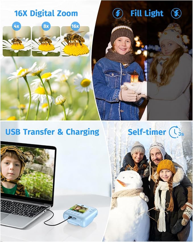 Instant Camera, Dual-Lens Kids Camera Instant Print