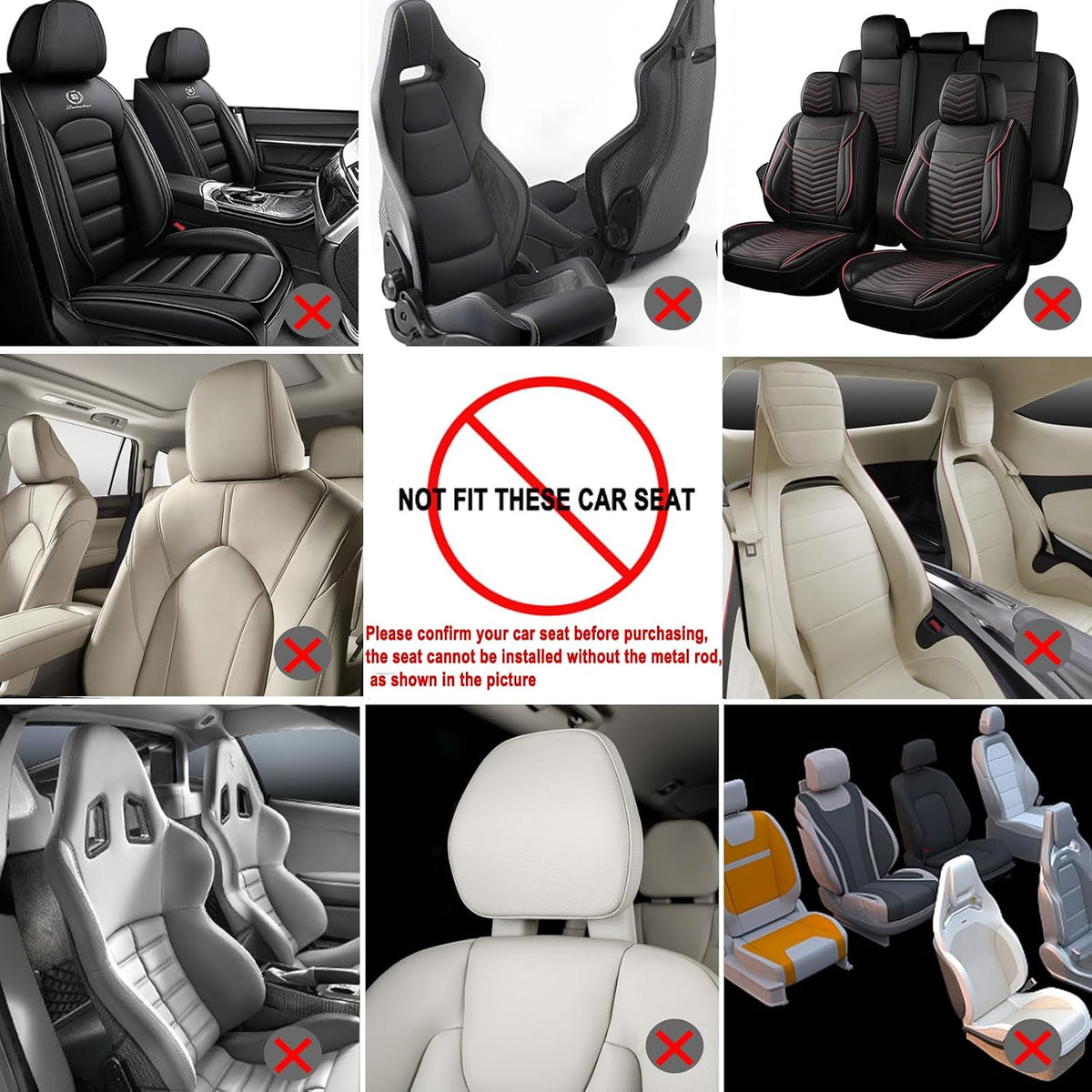 JZCreater Car Headrest Pillow, 180°Adjustable Head Neck Support Pillow, U- Shaped, Travel Sleeping Car Headrests, Only for Car Seat Headrest with 2 Metal Poles， Not for Fixed or Integrated headrests