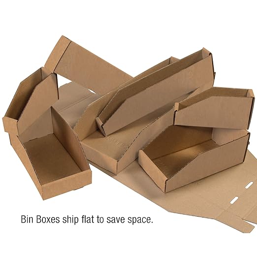 BOX USA BBINBWZ818K Open Top Bin Boxes, 8" x 18" x 4 1/2", Kraft (Pack of 50)