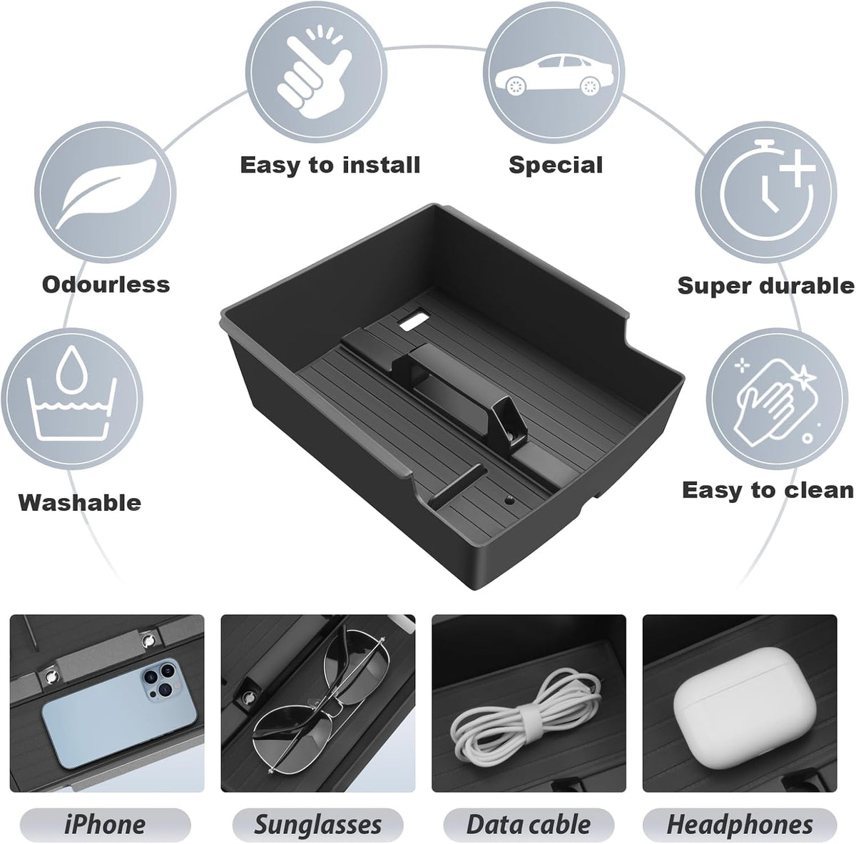 SKTU for 2025 2026 2027 Buick Enclave Center Console Organizer for 2025-2027 Buick Enclave (Preferred/Sport Touring/Avenir) ABS Console Tray Buick Enclave 2025 2026 2027 Accessories