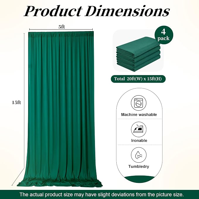 20ft x 15ft Hunter Green Backdrop Curtains
