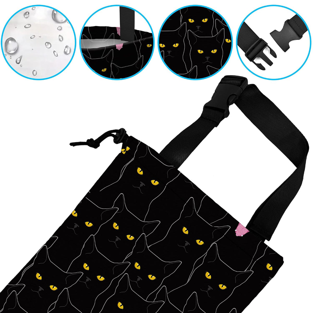 Car Trash Bag Hanging Black Cats Car Trash Can Waterproof Garbage Bag Hanging for Car Back Seat