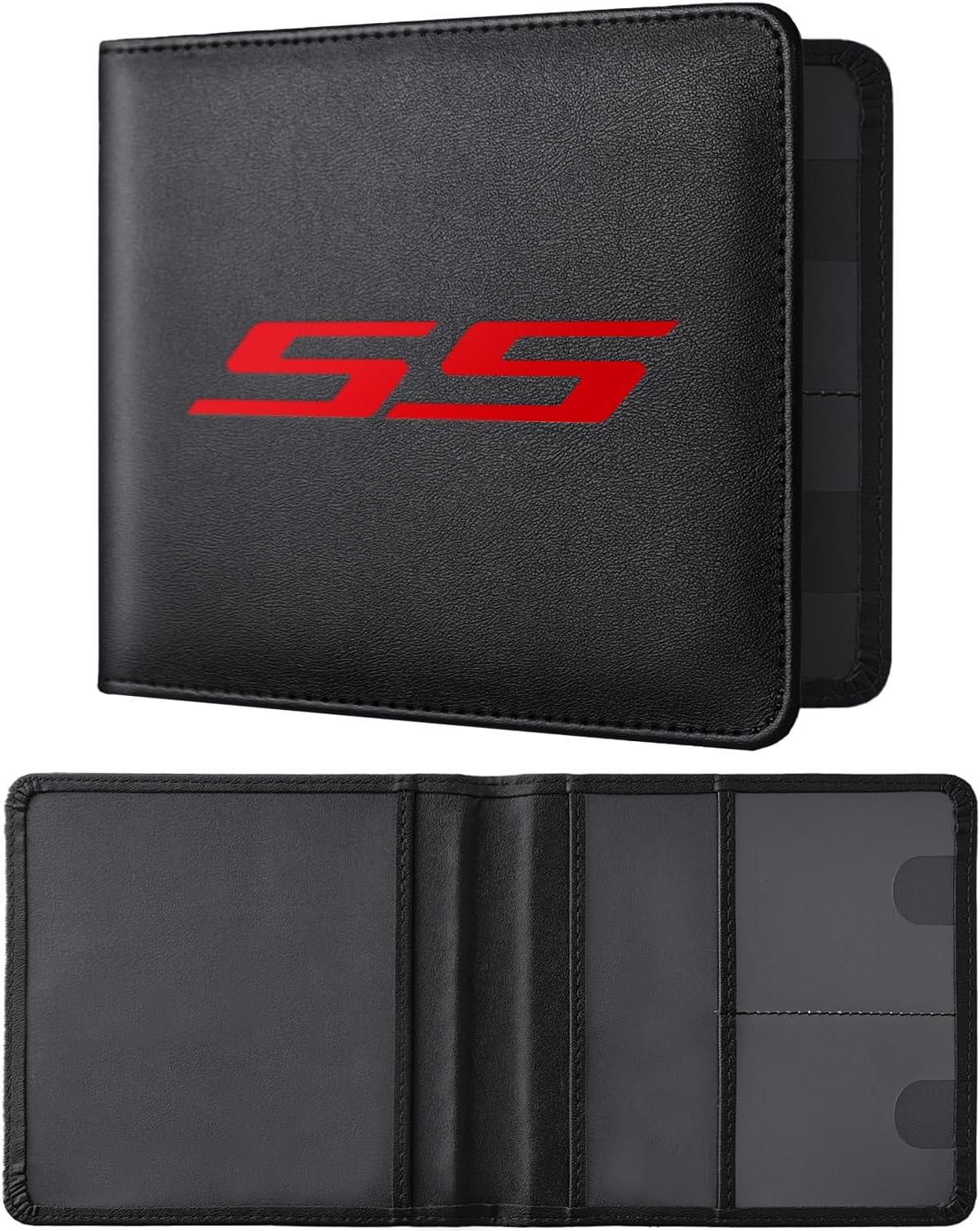 Leather Car Registration and Insurance Cards Holder Compatible with Chevy Camaro SS, Vehicle Glove Box Car Organizer with Magnetic Shut, Documents License for Camaro SS Owners