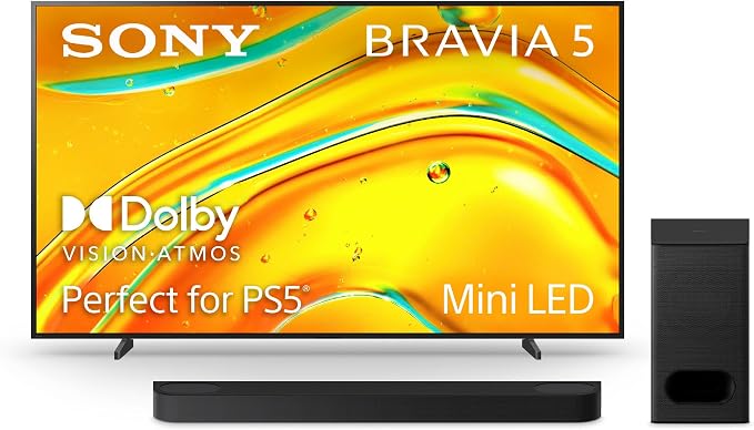 Sony BRAVIA 98-Inch 4K Mini LED Smart TV (K-98XR50, 2025) & BRAVIA Theater Bar 6 3.1.2ch Soundbar with Wireless Subwoofer Bundle
