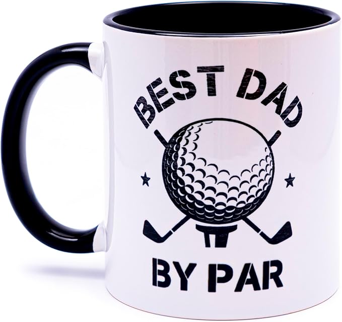 decorluxes Golf Gifts for Dad 11oz Ceramic Mug, Best Dad by Par Mug, Funny Golf Gift for Men, Husband, Gifts for Father’s Day, Birthday (Design 1)