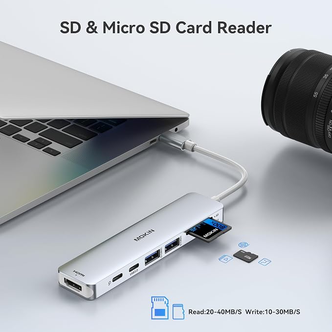 MOKiN 7 in 1 USB C Dongle with HDMI, microSD/SD Card Reader, Data Port
