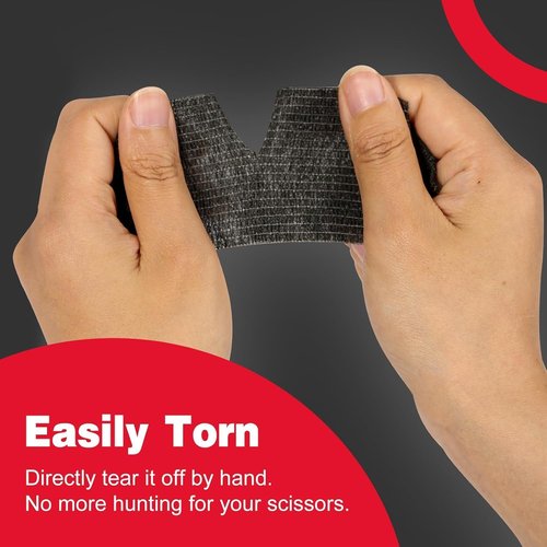 AZEN Self-Adhesive Bandage Wrap - 120 Pack Black Athletic Tape, 2" X 5 Yards for Ankle Support