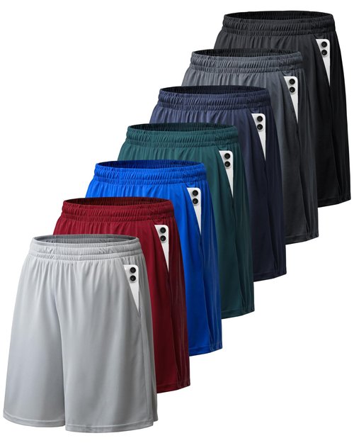BALENNZ 7 Pack Mens Basketball Shorts with Pockets Mens Shorts Athletic Gym Workout Running Quick Dry Activewear 7AL
