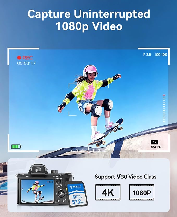 ORICO 64GB SDXC UHS-I Memory Card, 4K Full HD, 4K Video SD Card