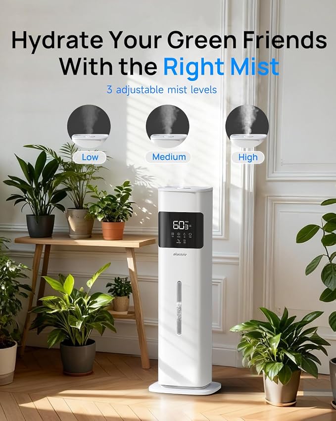 Warm & Cool Mist Humidifiers for Bedroom, Top-Fill Humidifier Large Room with Essential Oil Diffuser, Large Room Humidifiers for Home Baby Nursery Office Plants, White