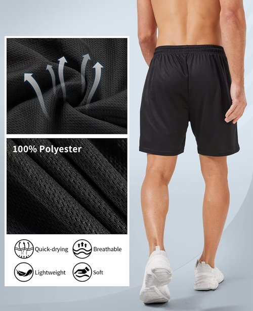 Lomsoe 5-Pack Gym Shorts for Men - Quick-Dry Lightweight Athletic Running Shorts with Pockets
