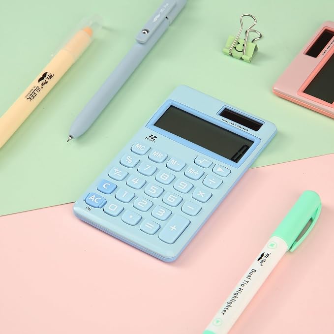 Mr. Pen- Standard Function Calculator, 12 Digits, Small Light Blue Solar Pocket