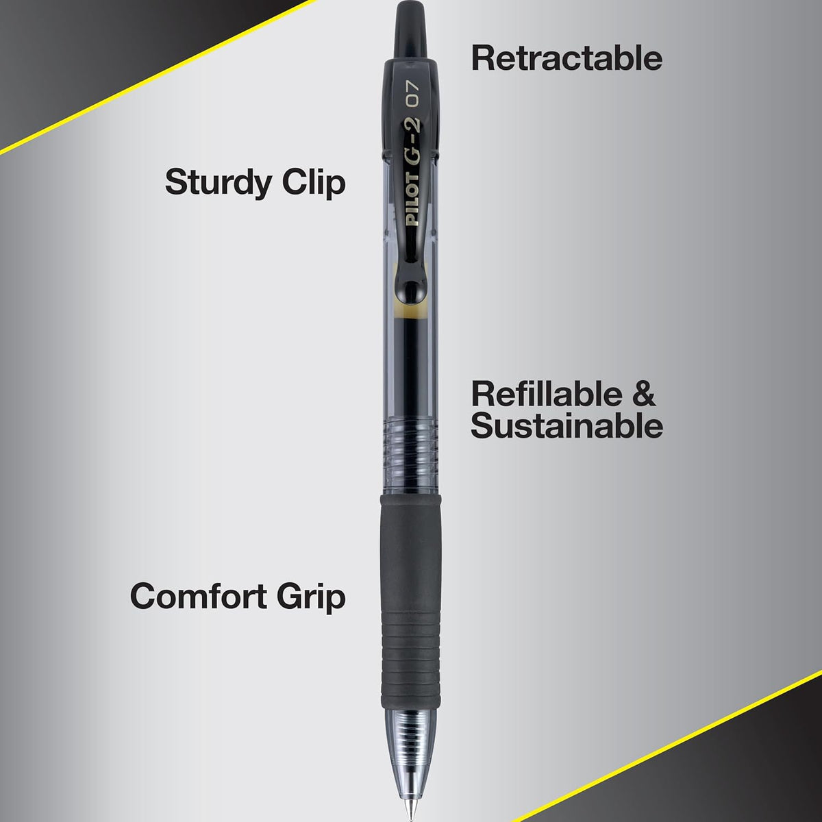 PILOT G2 Premium Gel Pens - Refillable & Retractable, Fine Point, Black Ink | 12 Count Pack