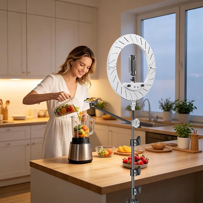 55W18 45cm Ring Light Kit 6700K Dimmable LEDRinglightTripod Stand Dual Phone